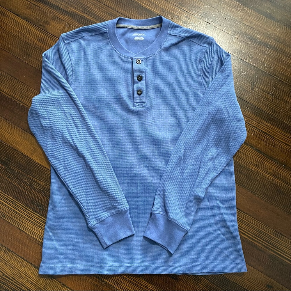 Jockey Men’s Blue Waffle Knit Henley